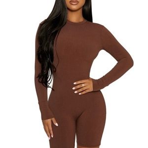 Naked wardrobe snatched romper Brown